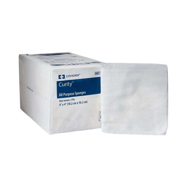 Curity 9134 3-Ply NonWoven Gauze Sponges Nonsterile Square 4 X 4" 4000 Ct