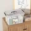 Cand 6 Pack Large Clear Plastic Storage Bins with Latching Lids, 20 Quart, Black