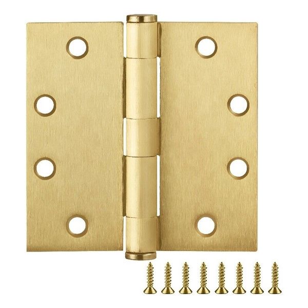 Stainless Steel Door Hinge in Satin Brass 4 1/2 Inch 5/8 Inch Radius 12 Pack