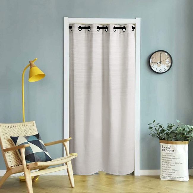 HAVARGO Room Divider Curtain, Thermal Insulation, Blackout Curtain, 70.9 inches (180 cm), Noren, Stylish, Blindfold, Tension Rod Curtain, Soundproof Curtain (Beige, Grommet Type 120 x 180 Piece)