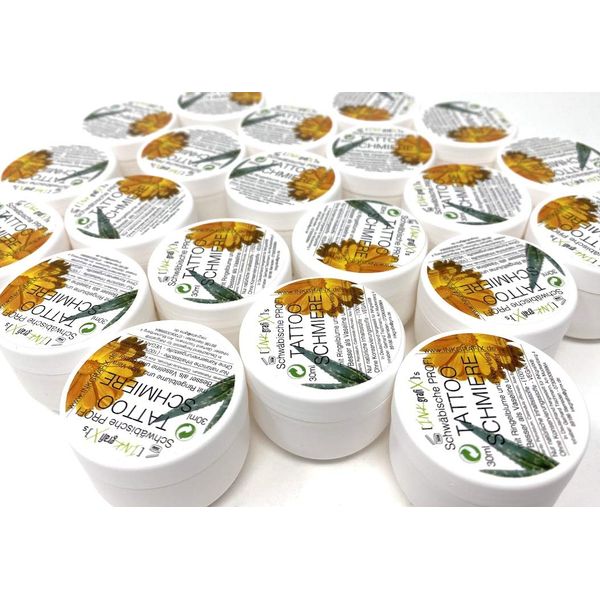 INKgrafiX® Schwäbische TATTOO SCHMIERE - NEU! Besser als Butter! - 3x30g Dose - Deutschland - IG55842 - Pflege Creme Tattoopflege Pflegeprodukt Hautpflege Haut Aloe Vera Ringelblume