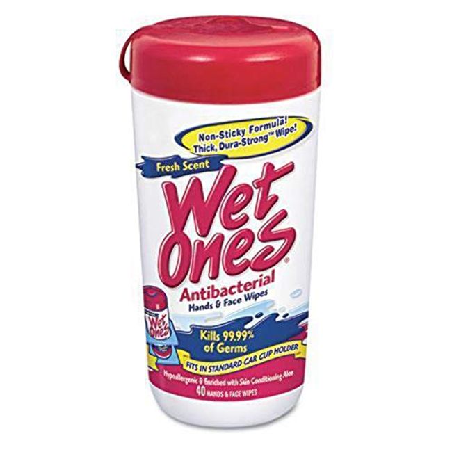 Wet Ones Antibacterial Hand And Face Wipes, Fresh Scent - 40 Ea 