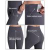 OUGES Women's sports leggings, high waist leggings, yoga trousers, opaque sports trousers with pockets - gray, size: l