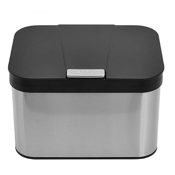 Dullrout Compost Bin for Kitchen Countertop, Compost Bucket Indoor Kitchen Sealed, Food Waste Caddy, 1.13 Gallon Kitchen Compost Container with Lid, Compact and Easy Clean, Black Matte