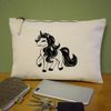 'Happy Unicorn' Canvas Clutch Bag/Accessory Case (CL00038156)
