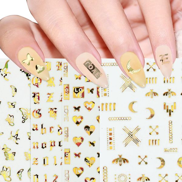 LANODO 6 Sheets Nail Stickers Alphabet 3D Butterfly English Letters English Kingfishing Alphabet Beautiful Nail Sticker DIY (2003)