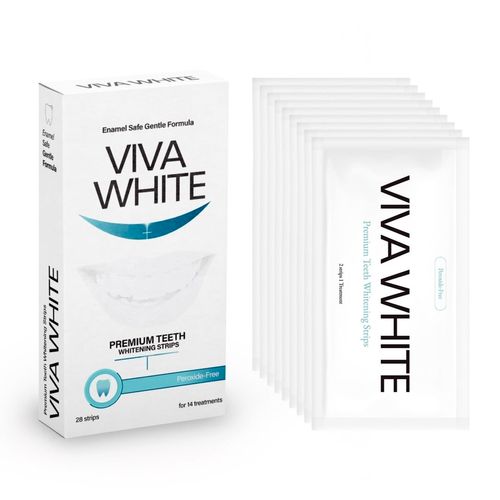 VIVA White Teeth Whitening Strips, Peroxide-Free Teeth whitening kit, 28 pcs 14 Packets Whitening Strips, Enamel Safe Teeth Whitening Strips