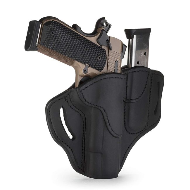 1791 GUNLEATHER 1911 Combo Mag Holster, Right Hand OWB Leather Gun Holster for Belts fits All 1911 Models with 4" and 5" Barrels (Stealth Black)