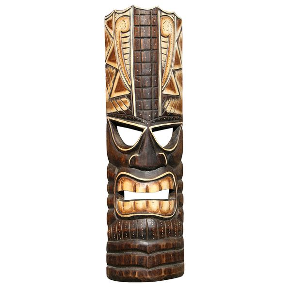 Wogeka Schöne 50 cm Tiki Holz Maske Neuseeland Maori Wandmaske Handarbeit Bali Maske83