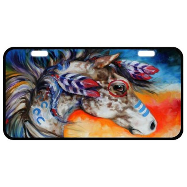 Native American Indian War Horse Novelty License Plate Decorative Front Plate 6.1" X 11.8"