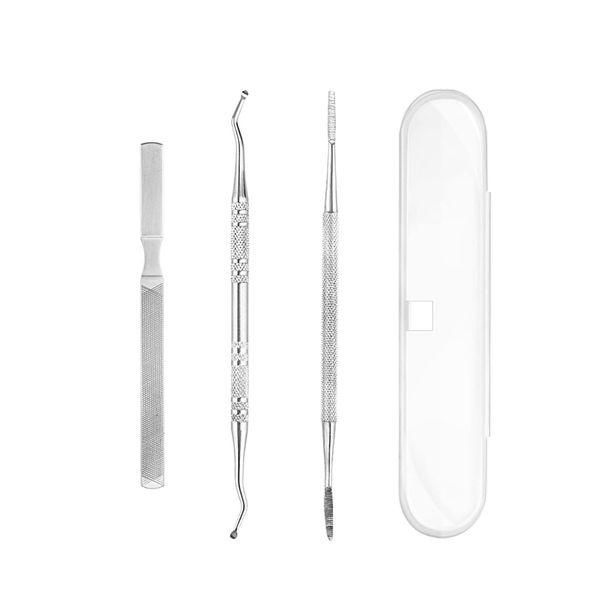 YFFSFDC Nail Debris Remover, Nail File, Nail Lifter, Toe Nails, Gaps, Curly Nails, Thick Nails, Nail Care, Foot Care, Stainless Steel, Case Included, Set of 3