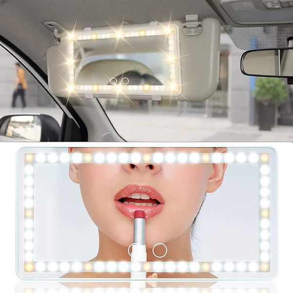 60 LEDs Car Sun Visor Vanity Mirror Rechargeable Makeup Mirror w/3 Light Modes