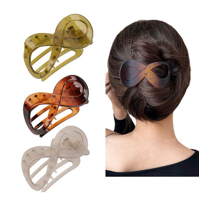 SINLOV Big 3pcs French Flat Hair Clips Strong Oval Wave Point Barrette Jaw Clip MatteThick Hair Claw Clip for Women Thick Hair and Thin Hair