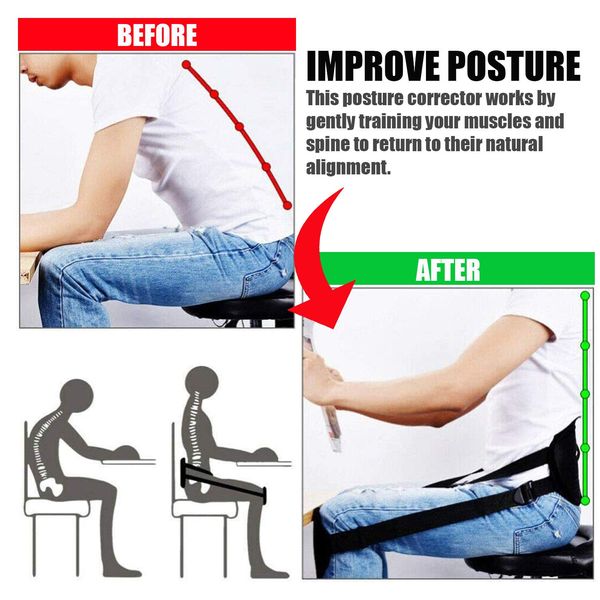 Posture Support GENERISE ‘No Hunch’ Posture Corrector - Seated Lower Back Brace with Adjustable Posture Strap for Additional Posture Support to Improve Back Posture and Reduce Lumbar Pain