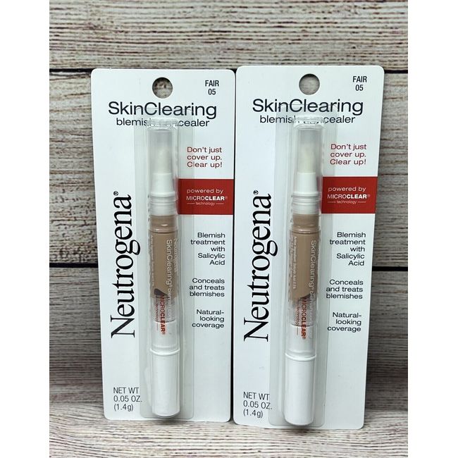 (2) Neutrogena SkinClearing Blemish Concealer Makeup, Fair 05, 0.05 oz - NEW!