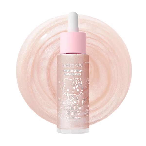 wet n wild Hello Kitty Primer Serum, Infused Vitamin E & Diamond Powder for Long-Lasting Hydration, Warm Apple Pie Lightly Scented, Cruelty-Free & Vegan