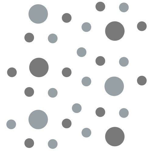 Grey/Metallic Silver Vinyl Wall Stickers - 2 & 4 inch Circles (60 Decals)