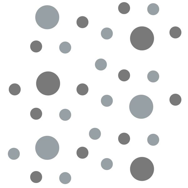 Grey/Metallic Silver Vinyl Wall Stickers - 2 & 4 inch Circles (60 Decals)