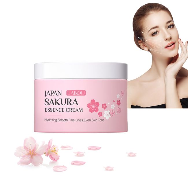 Japan Sakura Face Moisturizer for Women, Cherry Blossom Essence Face Cream, Moisturiser Face Women with Vitamin C And Sakura Extract, Hydrating Moisturizing Skin Care Products, Enhance Skin Elasticity