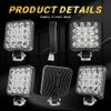 2PCS 48W LED Work Light Truck OffRoad Tractor Lights Lamp 12V Square