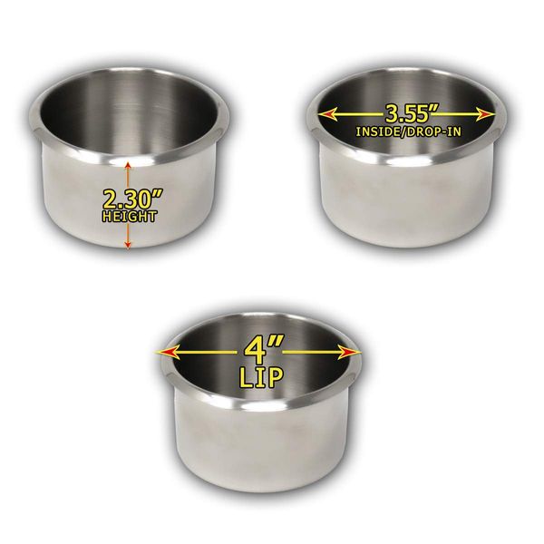 DA VINCI Lot of 10 Drop in Stainless Steel Poker Table Jumbo Cup Holders 4 Inch Wide