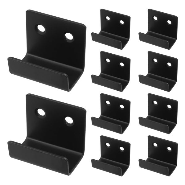 LOUZAGO 10 Pcs Wall Hanger, Stainless Steel Wall Mount Brackets Hook Wall Tile Bracket , Heavy Duty Wall Hanger Brackets Wall Tile Hanger for Picture Frame, Mirrors, Tile Display (Black, Large)