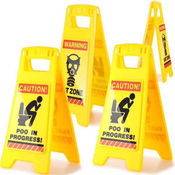 4 Pcs Christmas Poop in Progress Novelty Toilet Humor Warning Sign Toilet Occupied Funny Caution Sign Hilarious Secret Santa Gift for Bathroom Poop Sign for Restroom Office Decorations Hilarious