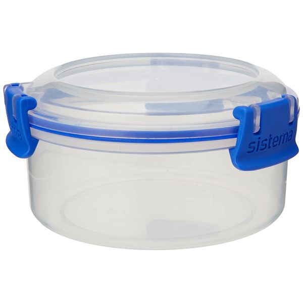 Sistema 1303 KLIP IT Round Food Storage Container, Blue Clips, 300 ml