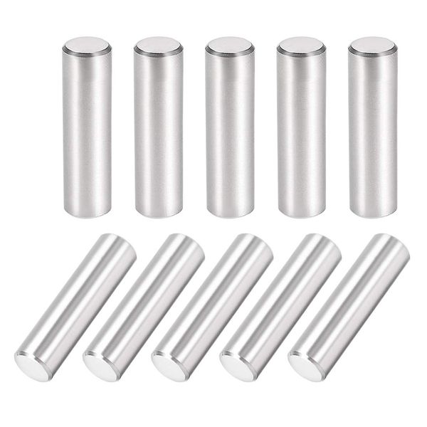 sourcing map 10Pcs 8mm X 30mm Dowel Pin 304 Stainless Steel Cylindrical Shelf Support Pin Fasten Elements Silver Tone