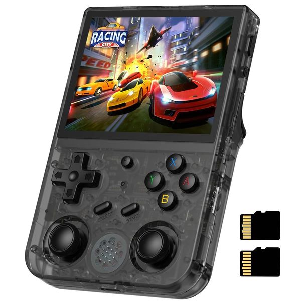 RG353VS Retro Handheld Game Console with Linux System RK3566 Chips 3.5 Inch IPS Screen with 64G TF Card 4452 Games Support 5G WiFi 4.2 Bluetooth(RG353VS-Transparent Black)