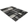 Champion Rugs Square Pattern Blocks Grey Area Rug Box Pattern Modern (5’ 3” X 7’ 5”)