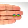 Rainbow Round Stud Earrings with 3D Effect - 925 Sterling Silver - Pride