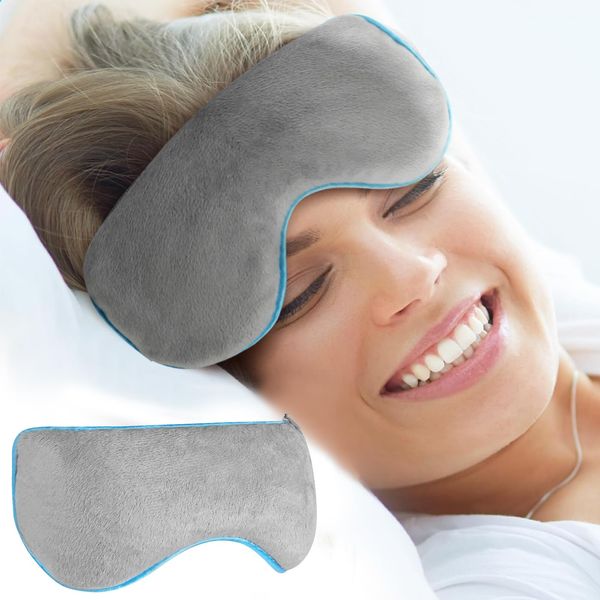 AOOWU Heated Eye Mask for Dry Eyes, Dry Eyes Mask, Microwave Activated Warm Eye Compress for Treats Blepharitis and Styes, Heated Dry Eye Pillow Mask Therapy for Sinus, Migraine Headache Pain, Grey