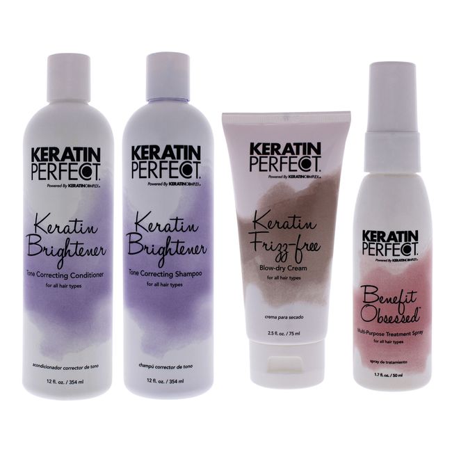 Keratin Brightener Kit by Keratin Perfect for Unisex - 4 Pc Kit Set