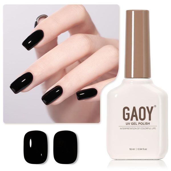 GAOY Gel Nail Color Gel Polish Black 1001 Solid Color 16ml UV-LED Compatible Soak Off Gel Self Nail