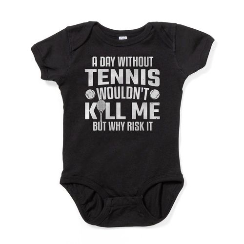CafePress A Day Without Tennis Tennis Racket Ball Body Suit Cute Baby Bodysuit Romper Dark Black