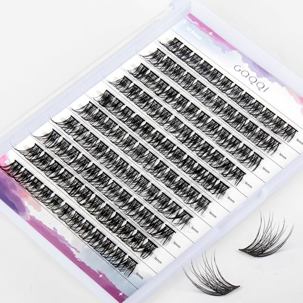 GAQQI Einzeln Wimpern 120Pcs Cluster Wimpern D Curl 16mm Länge Cluster Lashes Extension DIY Cluster Wimpern Extension Natürlicher Look Cluster Lashes zu DIY Hause(GQ03 D-16mm)