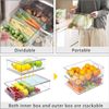 4 Pack Stackable Refrigerator Organizer Bins Pull-Out Drawers for Fruit and Vegg