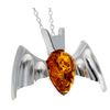 Genuine Cognac Baltic Amber & Sterling Silver Bat Pendant without Chain - 692