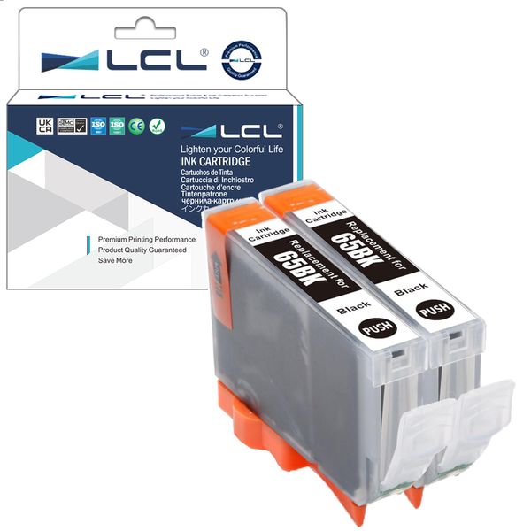LCL Compatible Ink Cartridge CLI65 CLI-65 BK CLI-65BK (2-PACK Pigment Black) Replacement for Canon PIXMA PRO-200