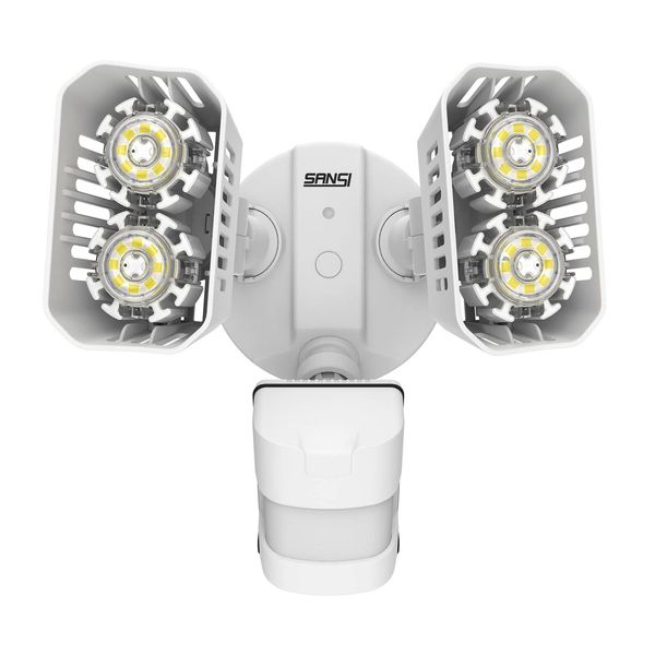 SANSI LED Security Lights, 18W (150Watt Incandescent Equiv.) Motion Sensor Lights, 1800lm 5000K Daylight Waterproof Outdoor Floodlights with Adjustable Dual-Head, White