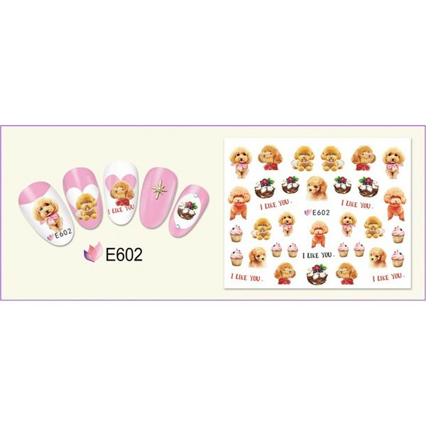 Nail Art 3D Decal Stickers Funny dog with a bow cake E602