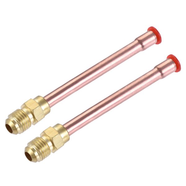 uxcell Brass Pipe Fitting 45 Degree 1/4 SAE Flare Male Thread Tube Welded Tube Adapter for Air Conditioner Refrigeration 2pcs