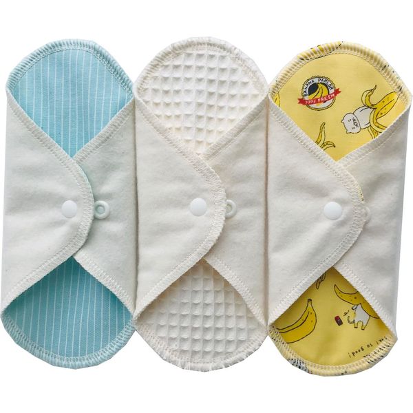 Suto Kotto Cloth Napkin, Flannel Liner, 3-piece Set, 100% Cotton, Panty Liner, Made in Japan (Cat Banana)