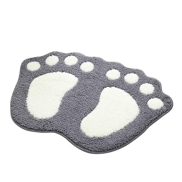 Non-Slip Bath Mat Cute Big Feet Absorbent Bathroom Rug Floor Mat Doormat for Bathroom Toilet Shower Kitchen Home Decor (Grey, 19''x26'')