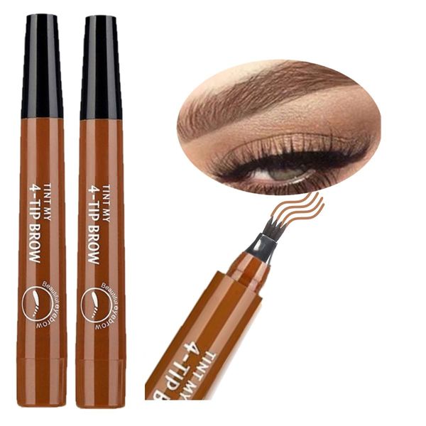 KARLOR Eyebrow Pencils Set, 2 Liquid Eyebrow Pencils, Curl Drawing, Waterproof Light Brown Eyebrow Pen With 4 Micro-Fork Tip Liquid Eyebrow Tint Natural Smudge-proof (Light Brown)