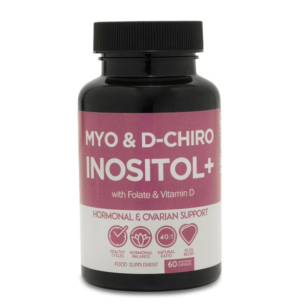 Inositol Supplement - Myo-Inositol and D-Chiro Inositol 60 Capsules with Folate & Vitamin D - Supports Hormonal Balance and Healthy Ovaries in Women - Vitamin B8-30 Day Supply