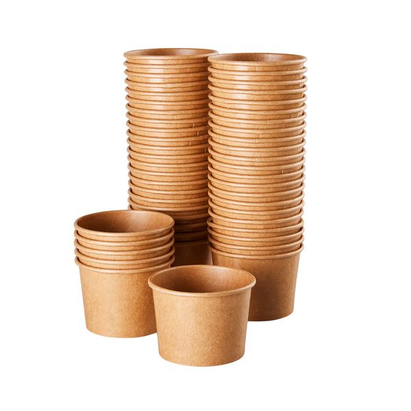 5 oz Kraft Paper Ice Cream Cups (50 Pack) for Party, Snacks, Wedding, Birthdays