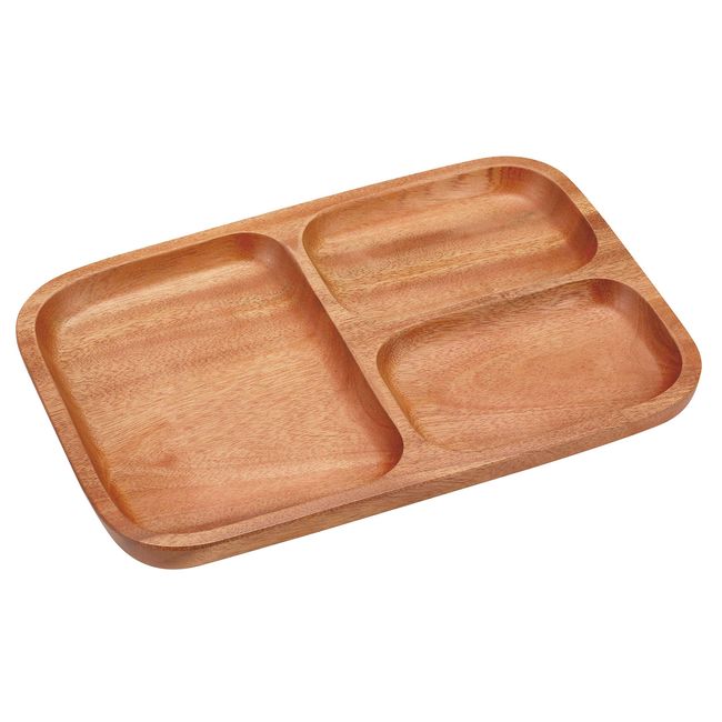 Captain Stag UP-2609 Wooden Tableware Plate, Square Shape, Divider Plate 3, Woodbreath