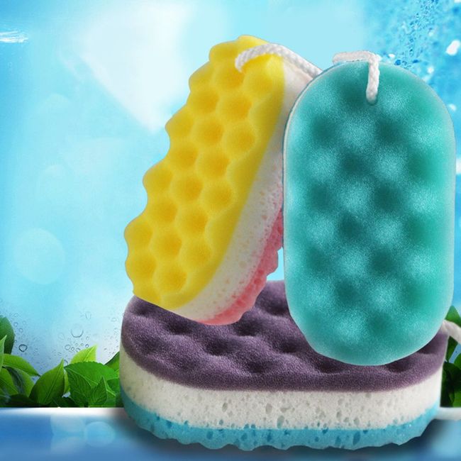 Bath Sponge Three Layer Sponge Body Scrubber Shower Sponge For